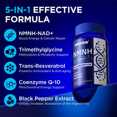 Oneoo NMNH packaging front emphasizes a professional-grade formula.