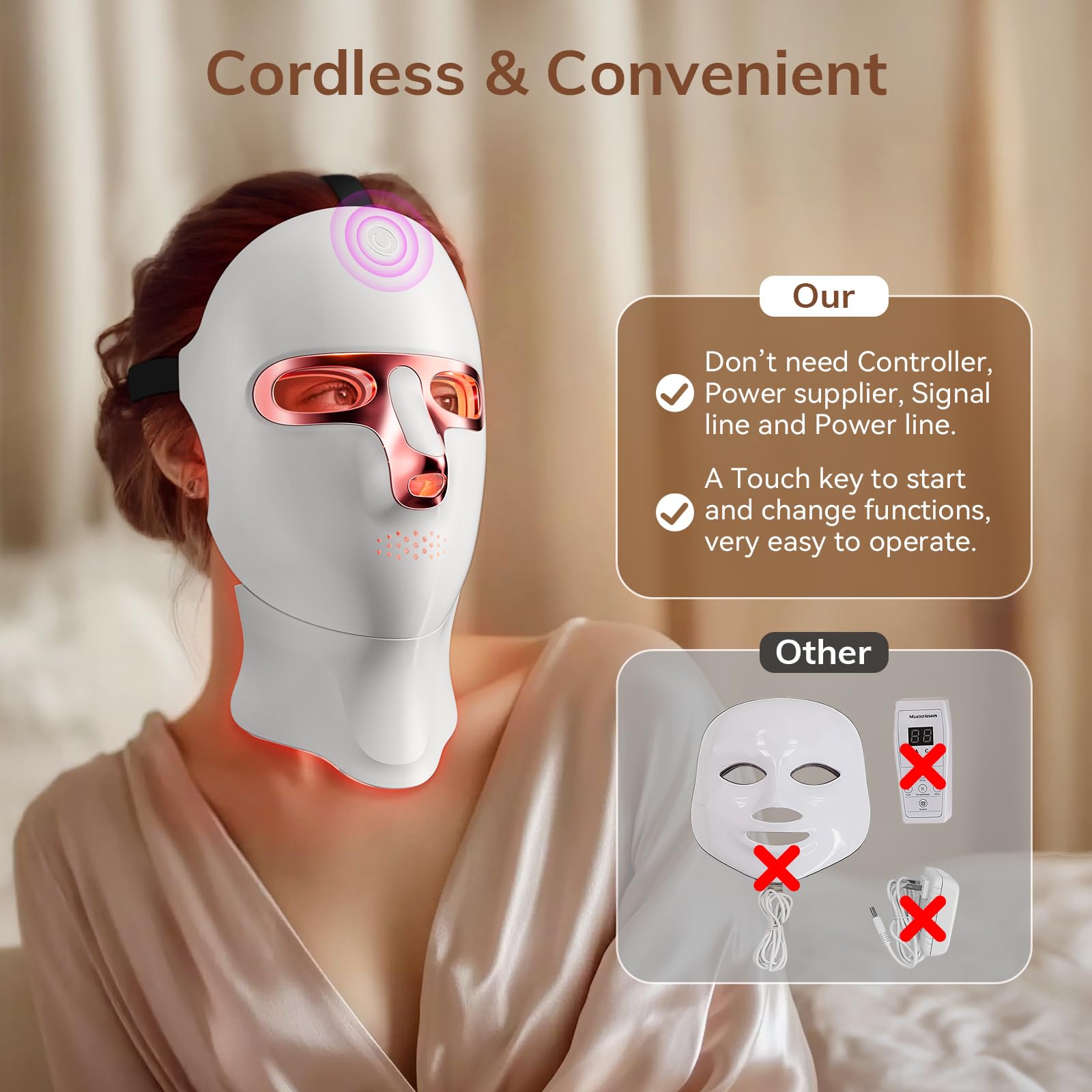 Close-up of ONLUKY mask worn for a relaxing skincare session.