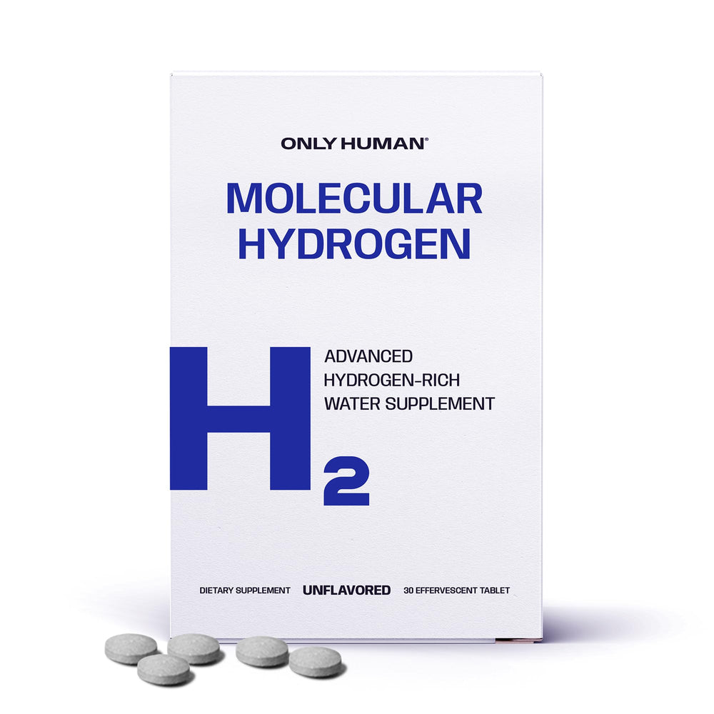 ONLY HUMAN H2 tablets dissolve in a bottle for quick hydrogen hydration.