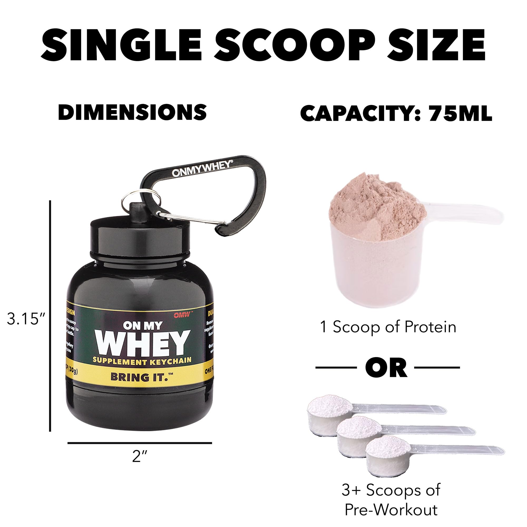 OnMyWhey BPA-free funnel container for safe powder storage