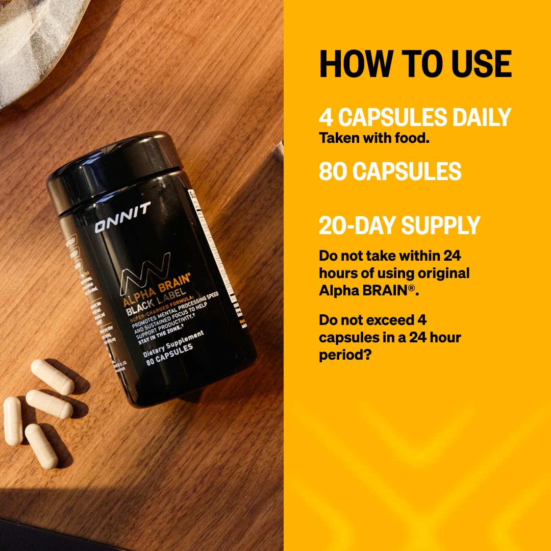 ONNIT Alpha Brain Black Label label details reveal Lion’s Mane and L-theanine.