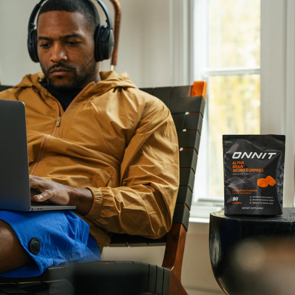 ONNIT Alpha Brain Neuro Gummies ingredients panel highlights caffeine from green tea.