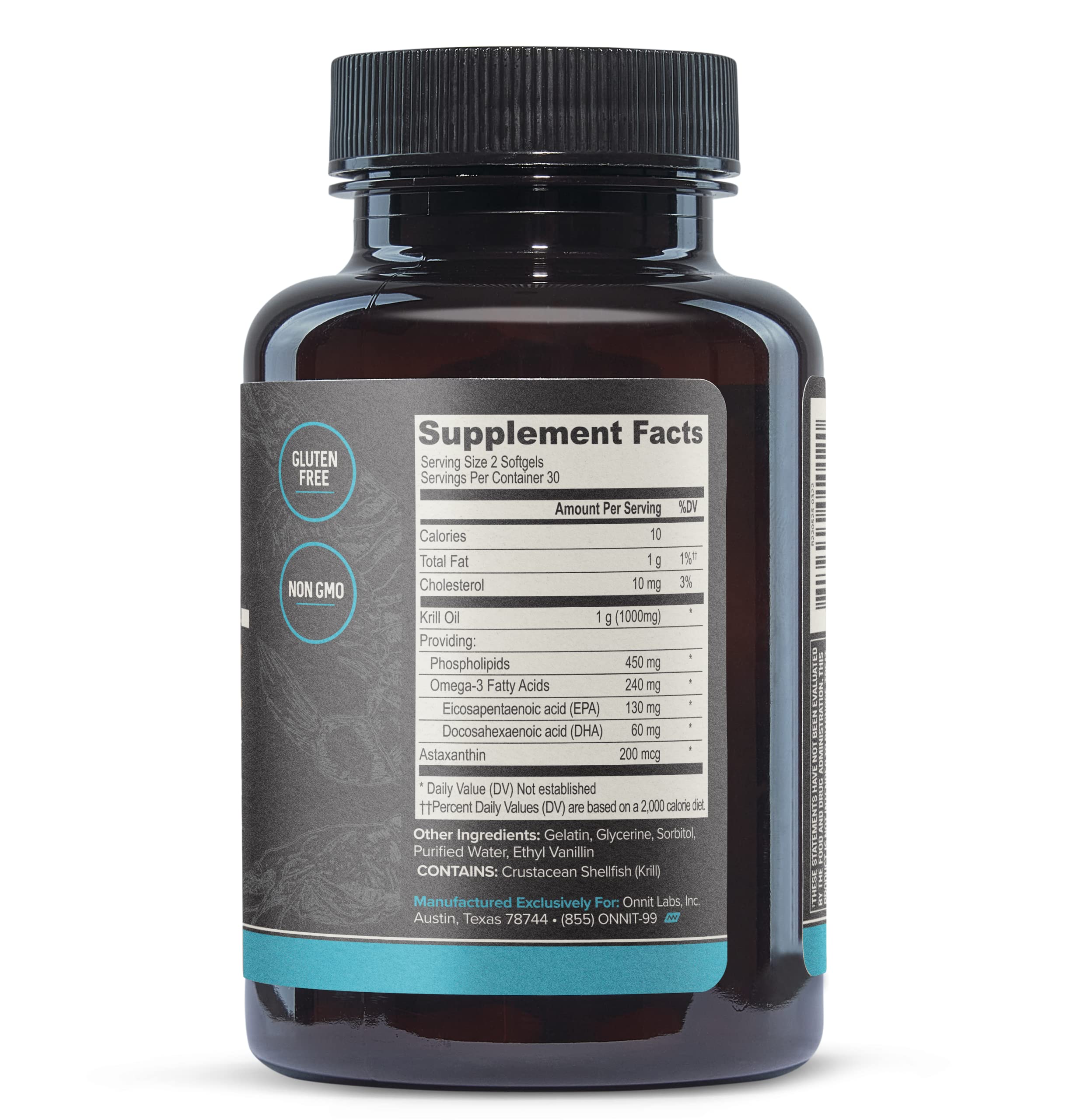 ONNIT Krill Oil label detail showing IGEN Non-GMO transparency