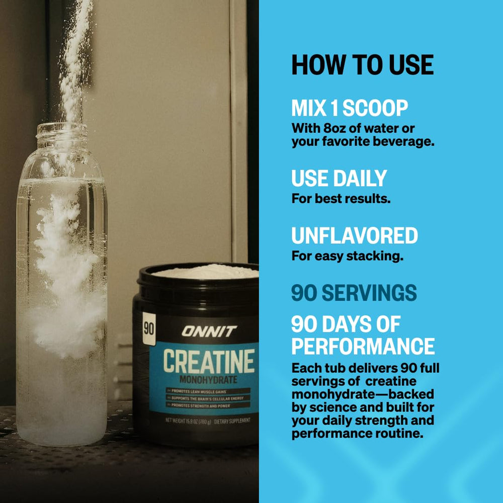 ONNIT container with glass of water shows easy mixability.