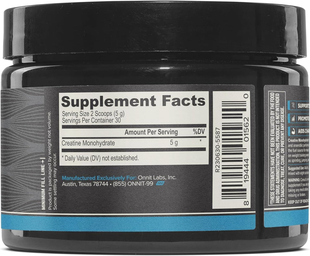 Scoop of ONNIT Creatine Monohydrate Powder ready for precise dosing