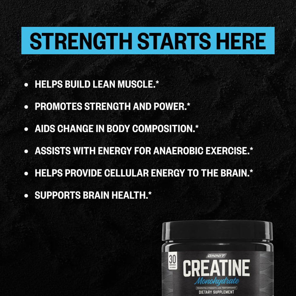 Tub open of ONNIT Creatine Monohydrate Powder highlights premium quality