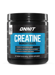 ONNIT Creatine Monohydrate Powder unflavored bottle highlights lean muscle support.