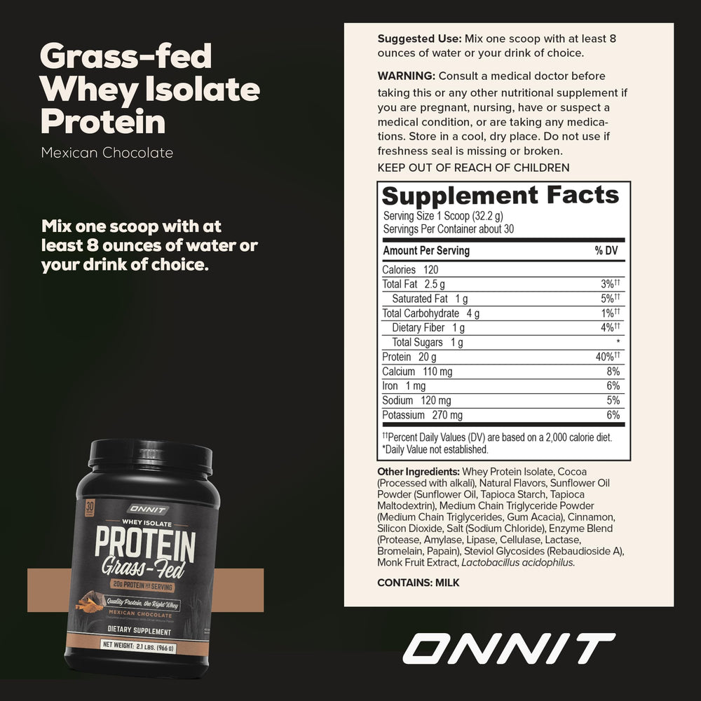 ONNIT grass-fed whey isolate packaging from Irish farms with welfare standards