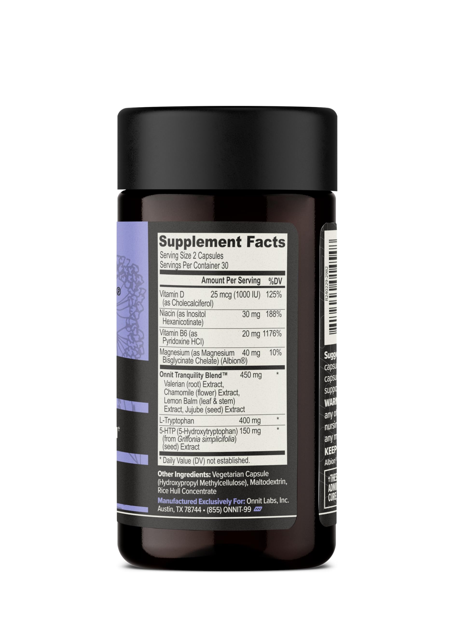 Closeup of ONNIT New Mood capsules for calming nighttime routines