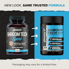ONNIT Shroom Tech Sport capsules pour demonstrates easy daily dosing for workouts.