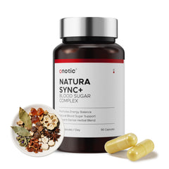 ONOTIC Blood Sugar Complex bottle front with vegan capsules for daily wellness
