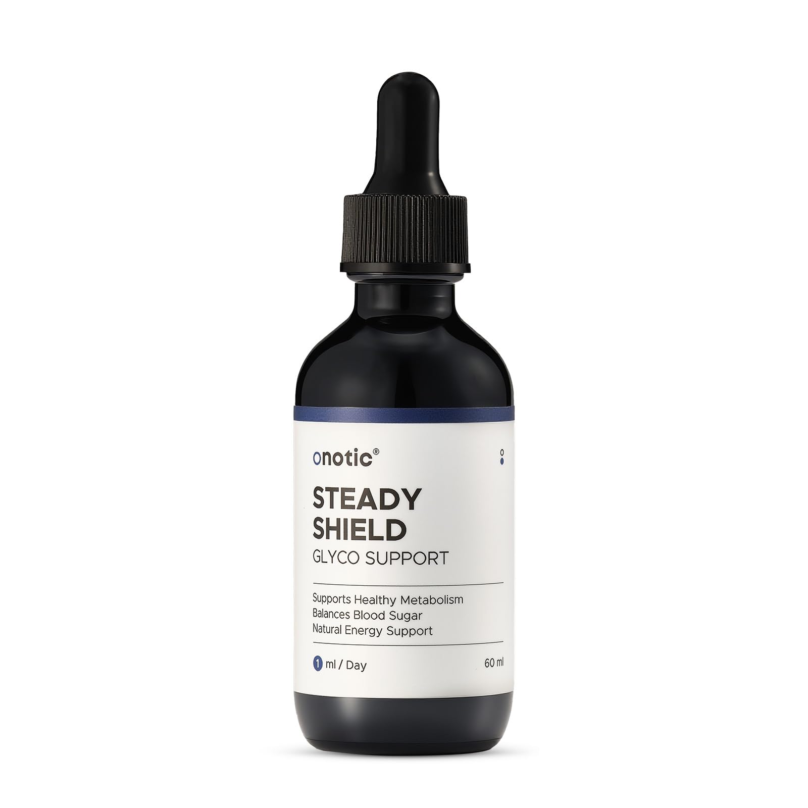 ONOTIC Glyco Support Steady Shield Drops bottle for daily metabolic support.