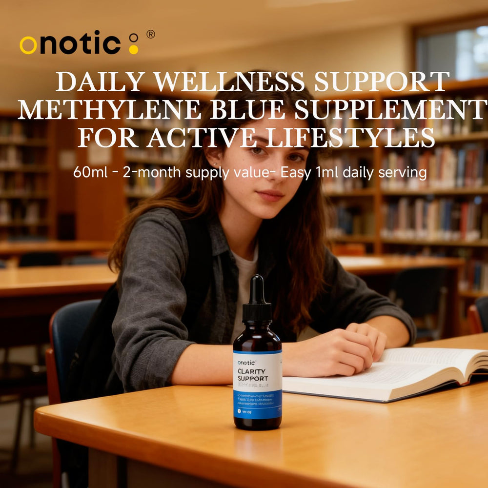 ONOTIC Methylene Blue Drops close-up dropper ready for dosing.