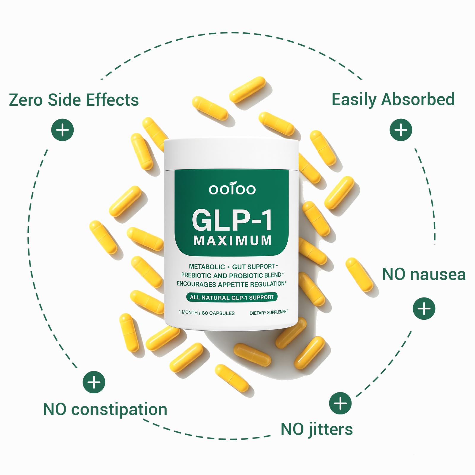 ooioo vegan capsules packaging emphasizes plant-based convenience and purity.