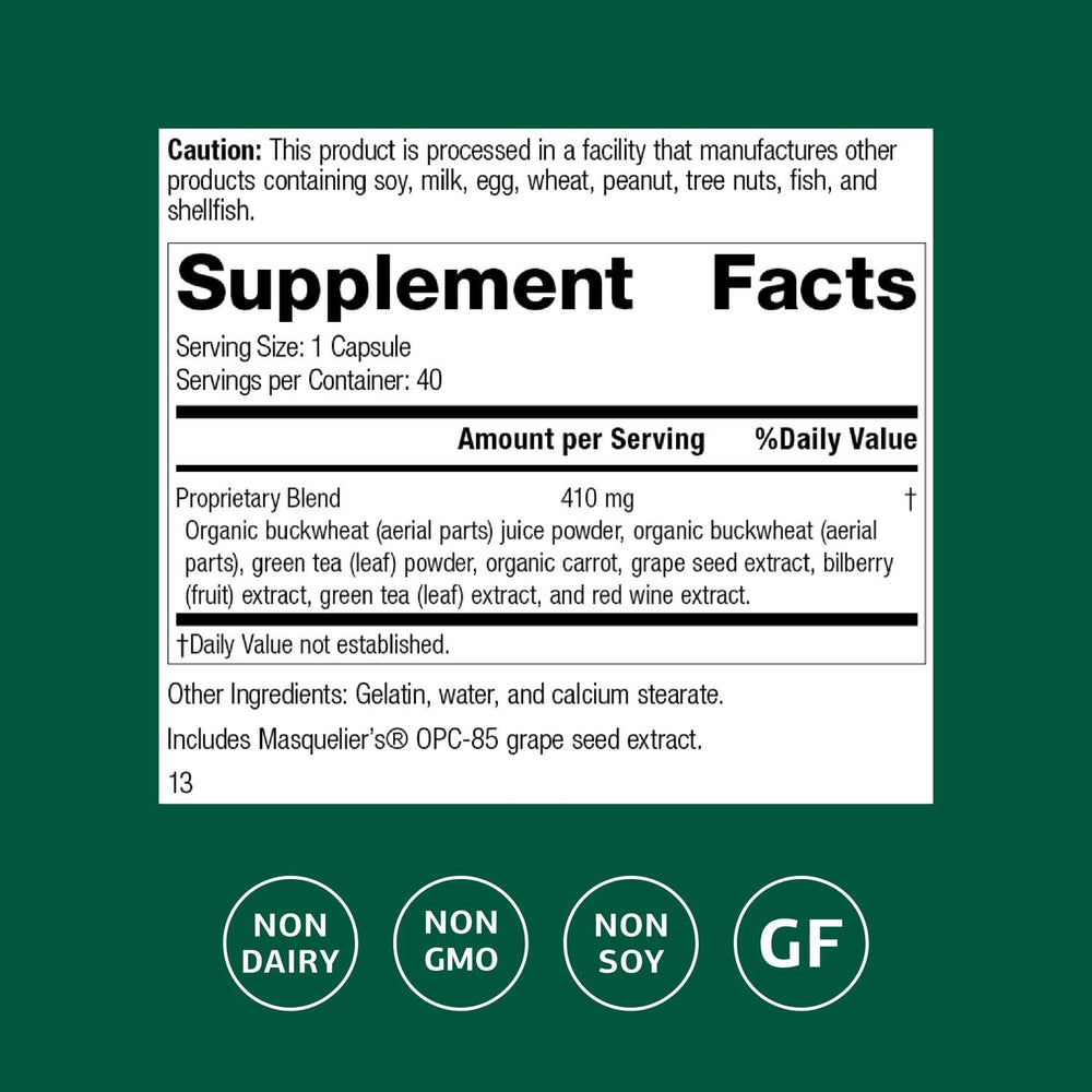 OPC Synergy ingredients close-up highlight antioxidant-rich components for daily vitality.