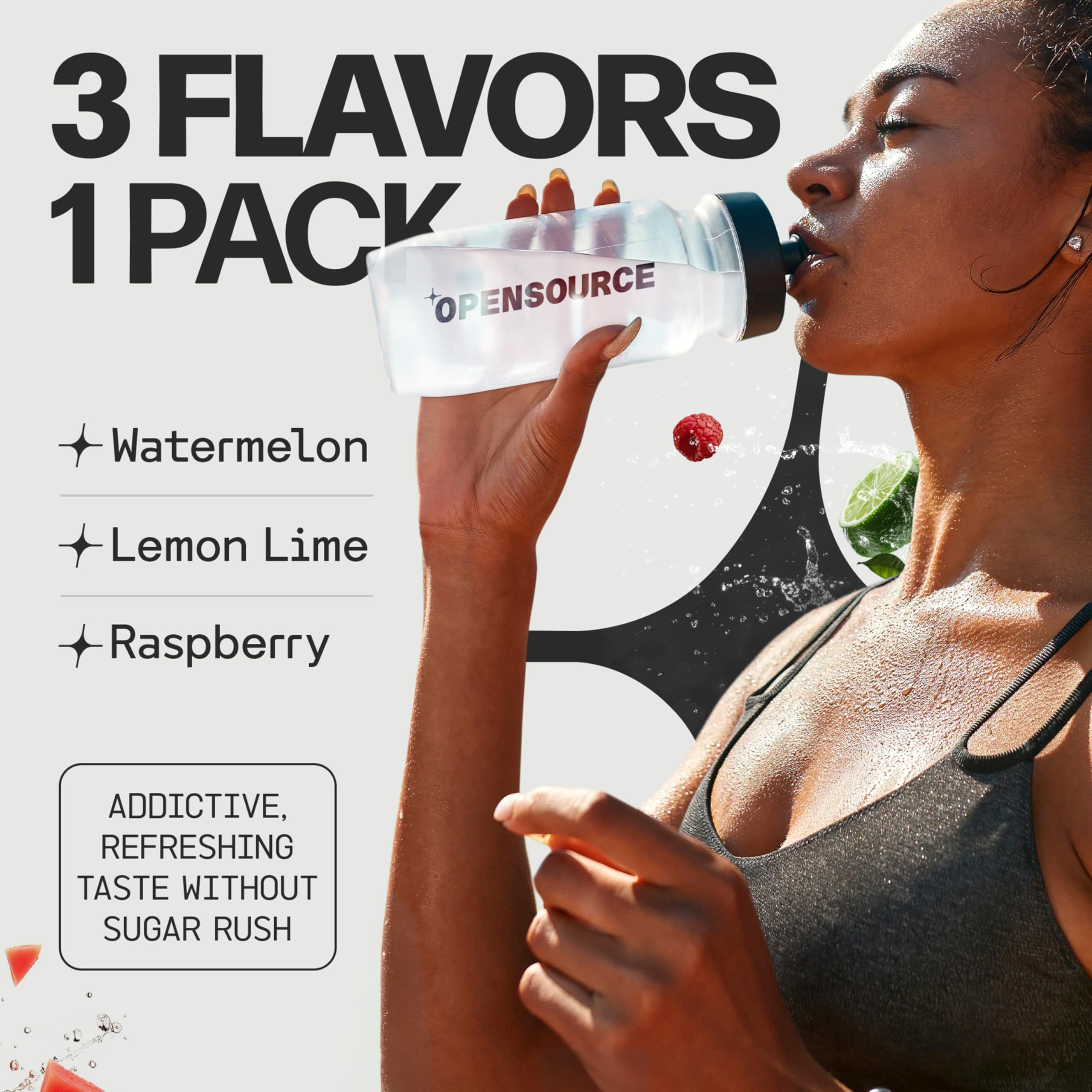 OPENSOURCE Lemon Lime packet provides refreshing hydration without sugar.