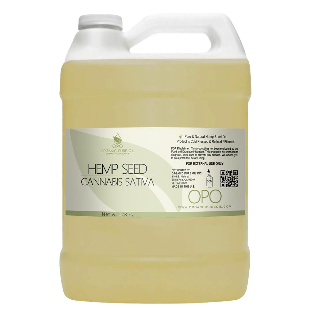 OPO Hemp Seed Oil bottle pours for skin and hair blends.
