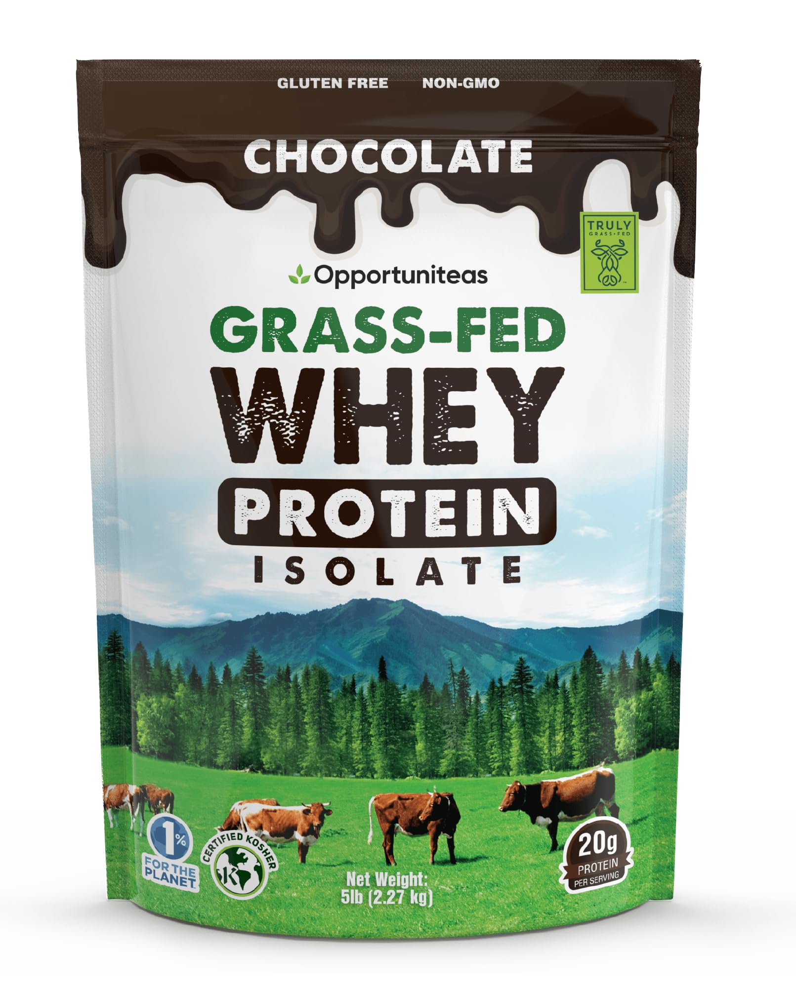 Opportuniteas grass-fed chocolate whey bottle showing premium protein for post-workout use