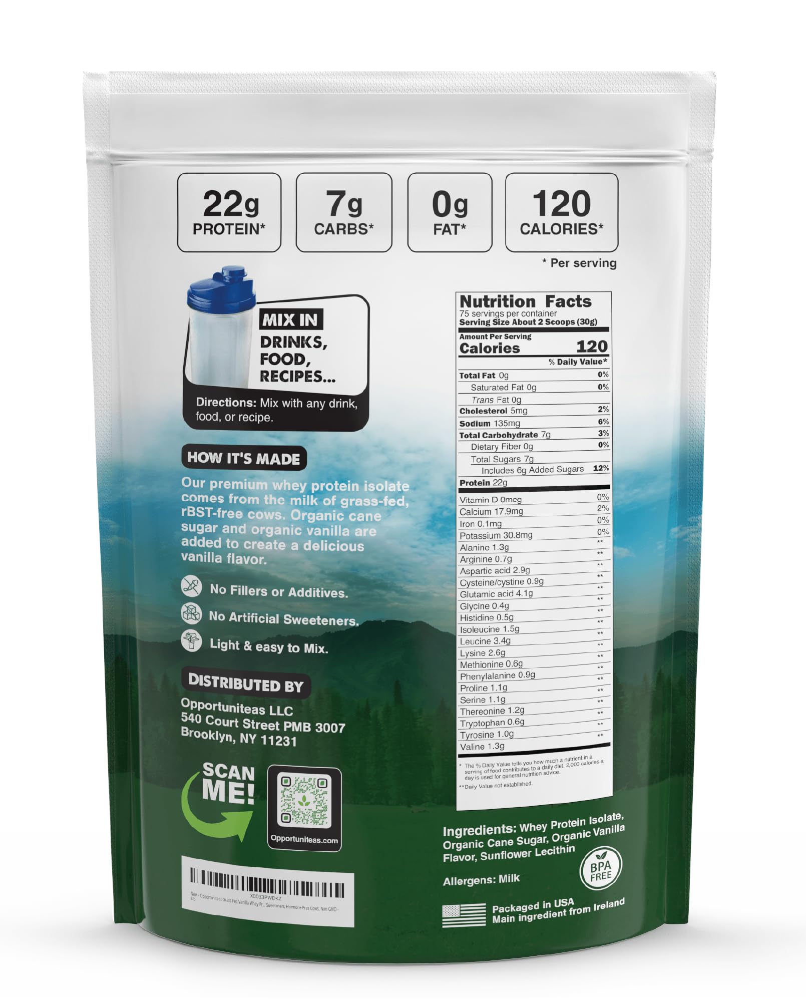 Opportuniteas grass-fed whey from Irish farms with clean sourcing