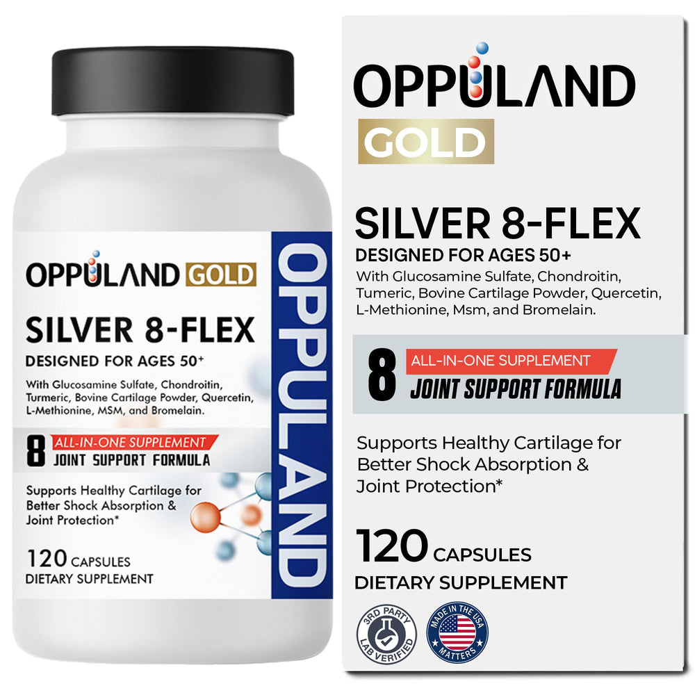 Oppuland Silver 8 Flex bottle-front showing packaging for mobility support