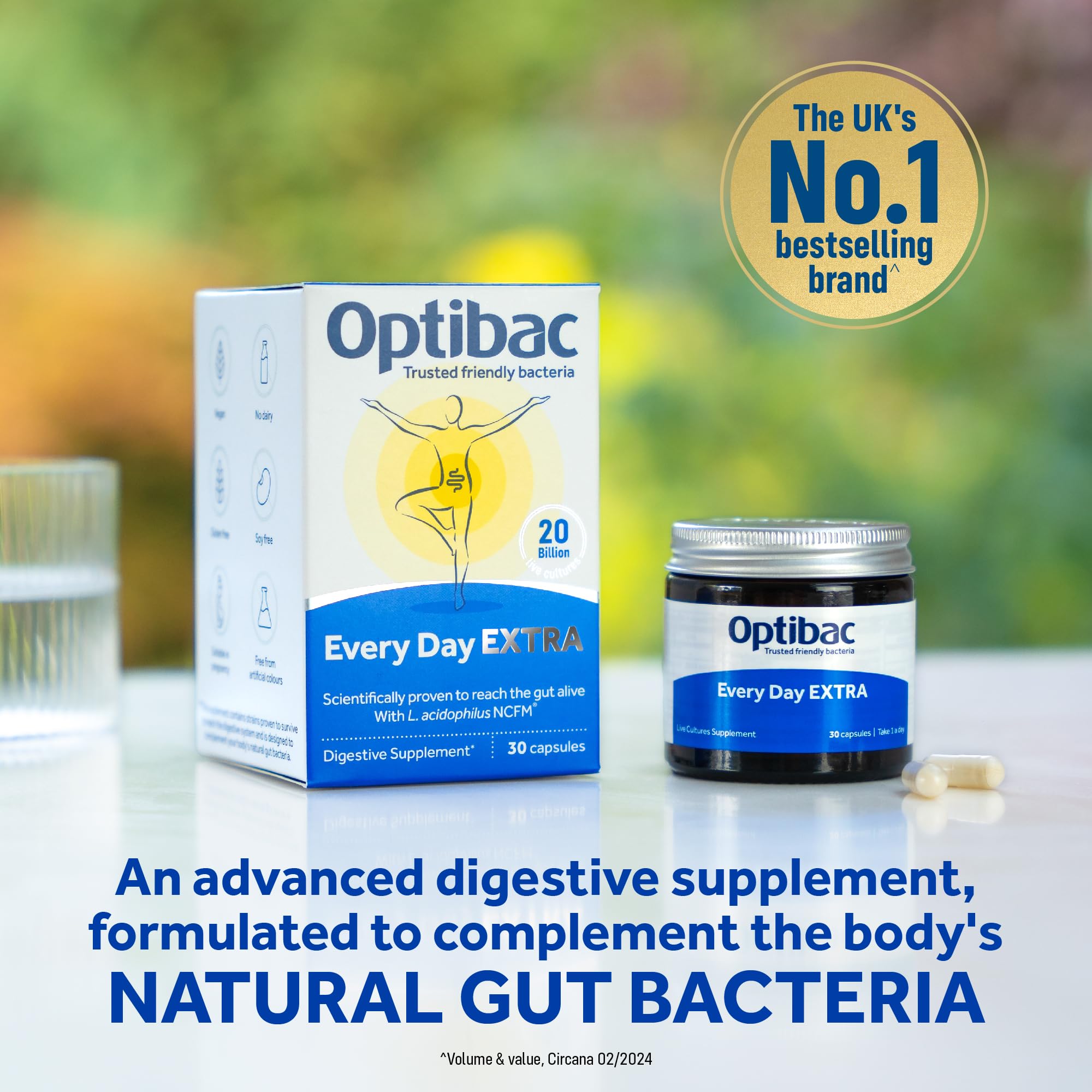 OptiBac label back detailing strains and vegan-friendly features.