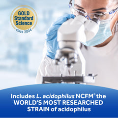 Label highlights four-strain formula and NCFM strain.