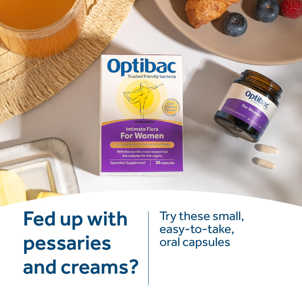 OptiBac For Women label detail displaying vegan and gluten-free options