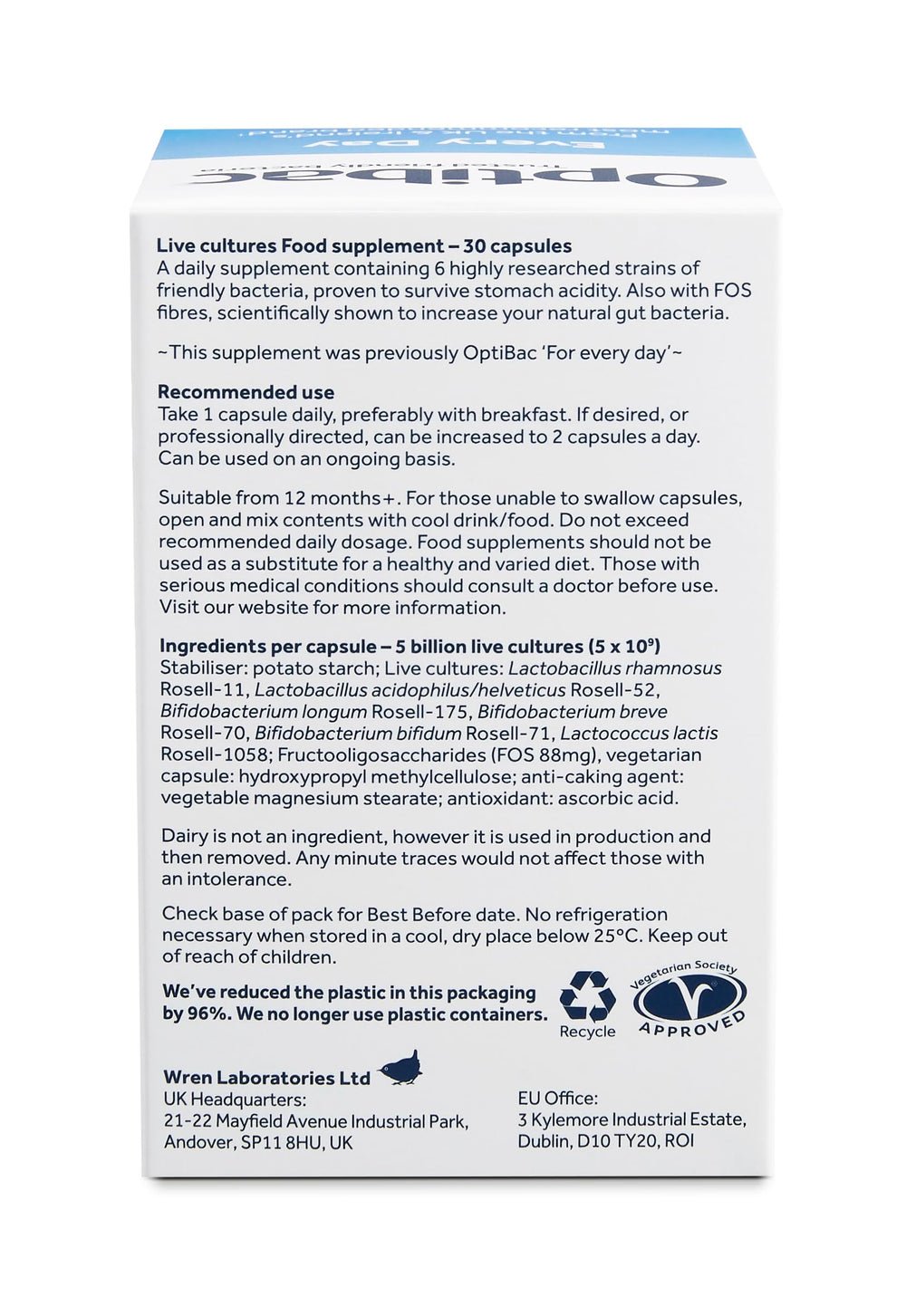 OptiBac Probiotics immune-linked benefits pack visual suggests gut immune connection