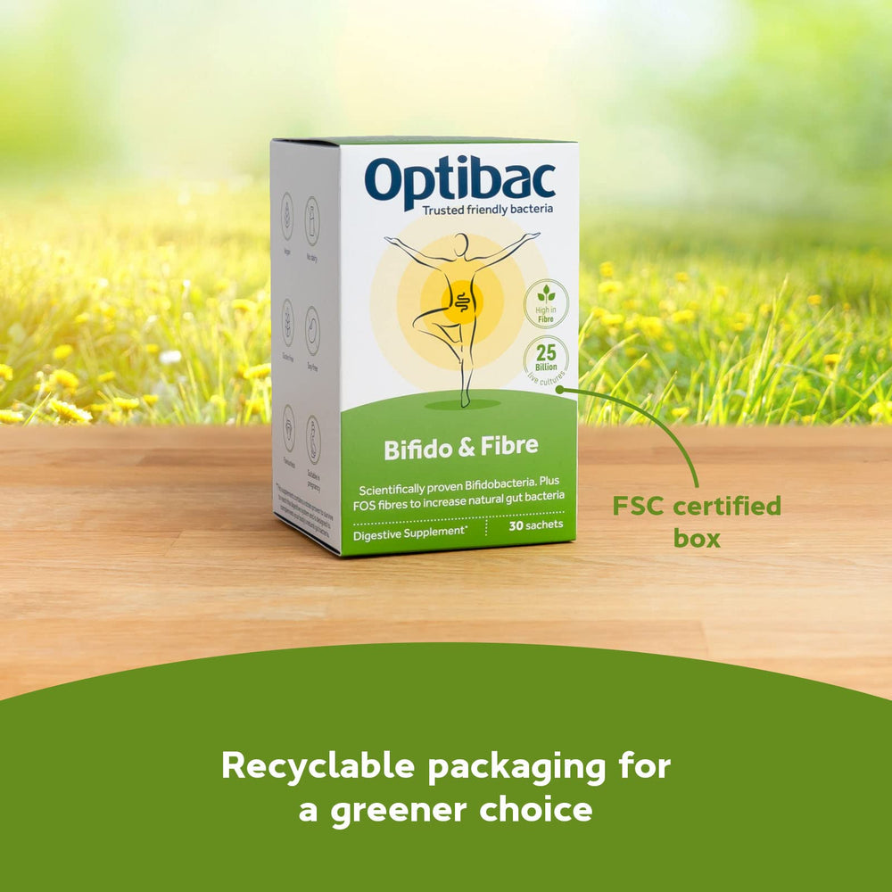 Optibac Probiotics powder packaging stored shelf stable for convenience