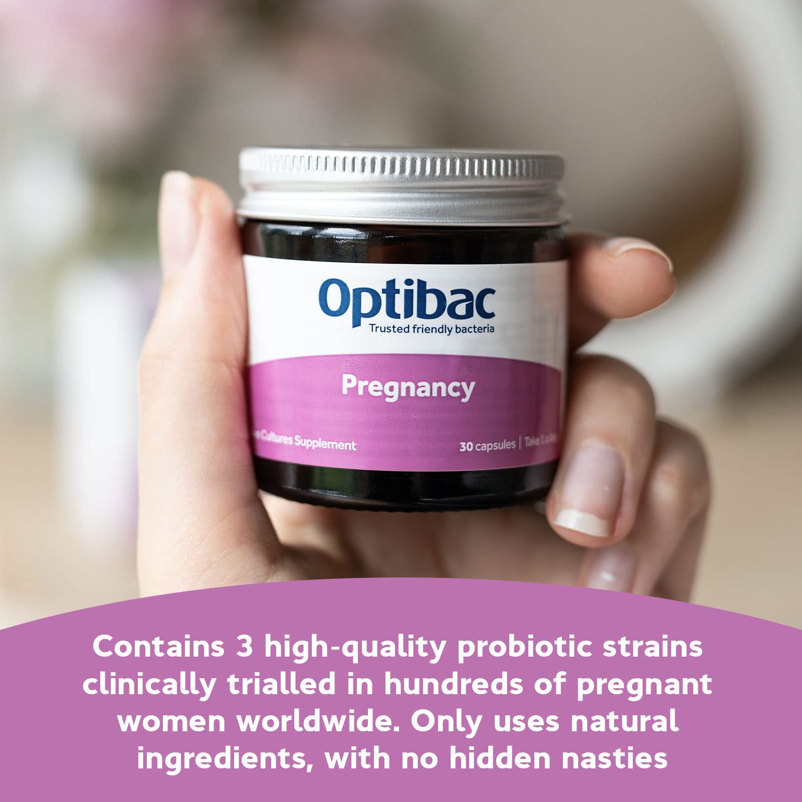 Optibac Probiotics Pregnancy packaging front shows 12B CFU.