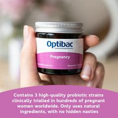 Optibac Probiotics Pregnancy packaging front shows 12B CFU.