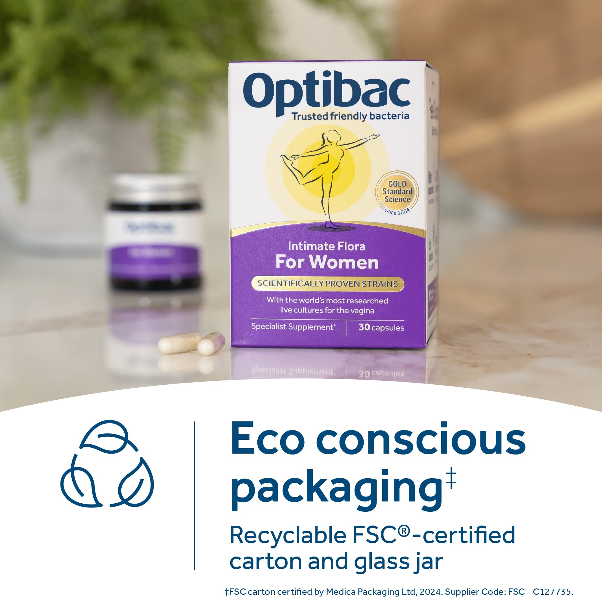 OptiBac Probiotics for Women product shot for daily feminine wellness.