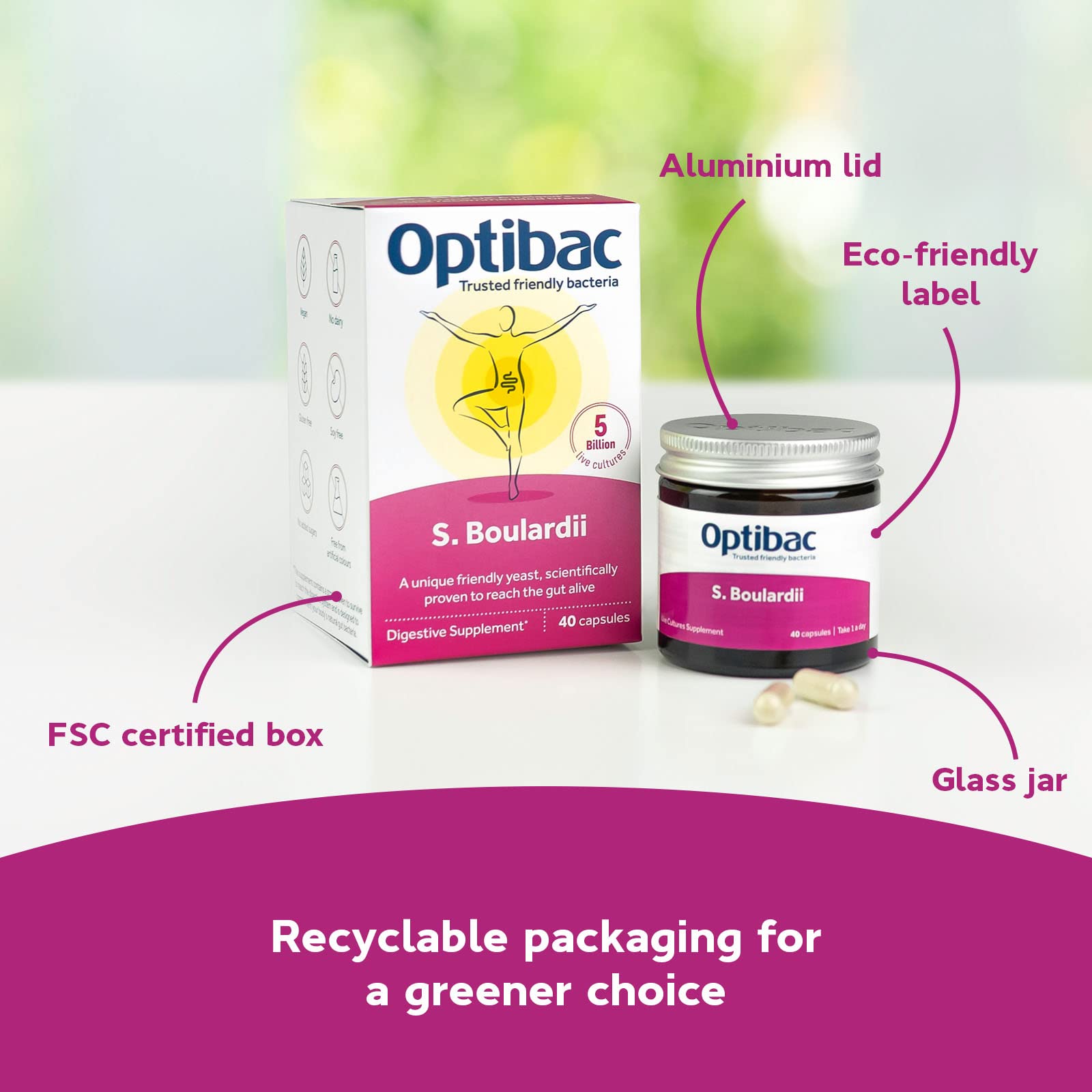 Travel-friendly Optibac package for on-the-go digestive support.
