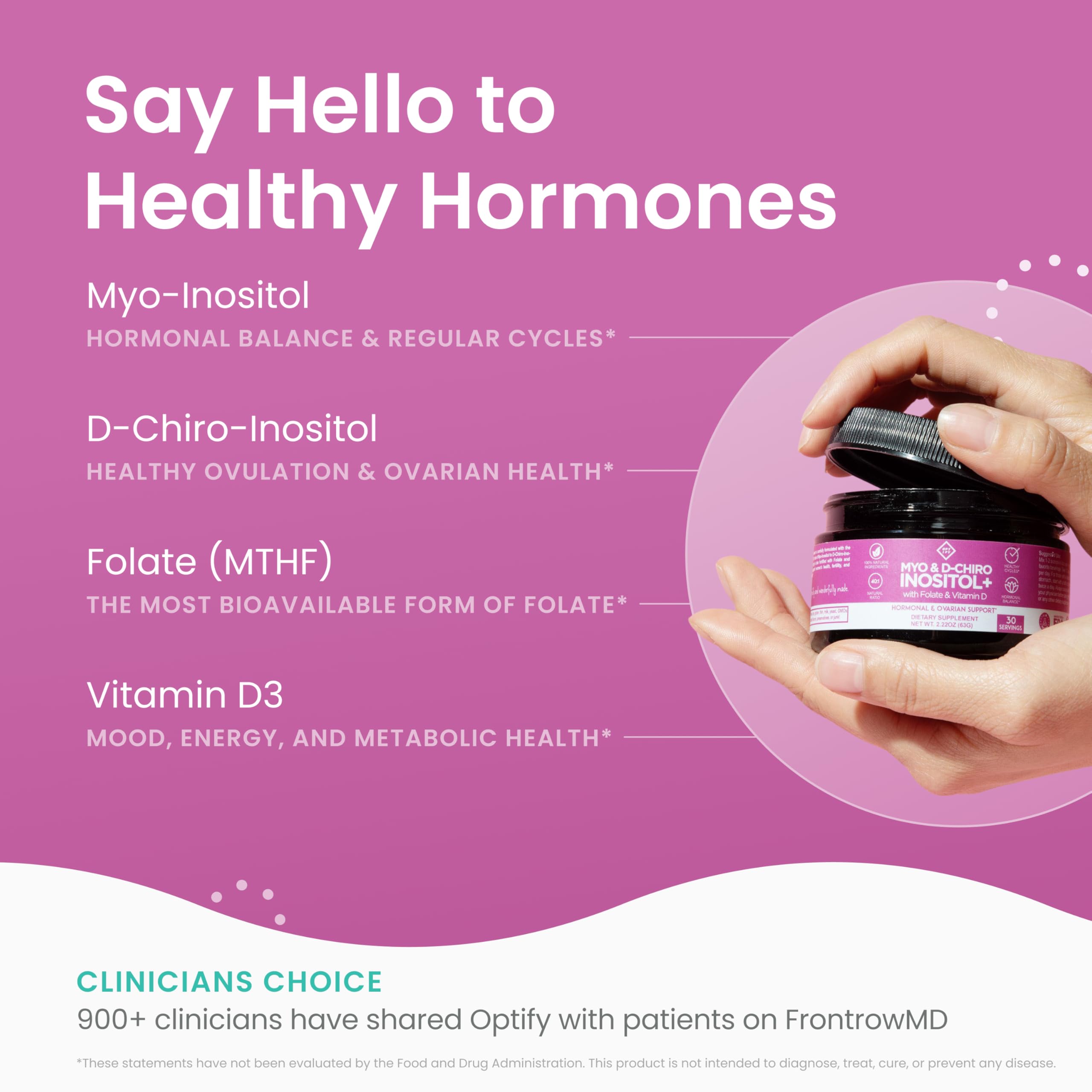 Optify Inositol 40:1 ratio info label communicates designed balance.