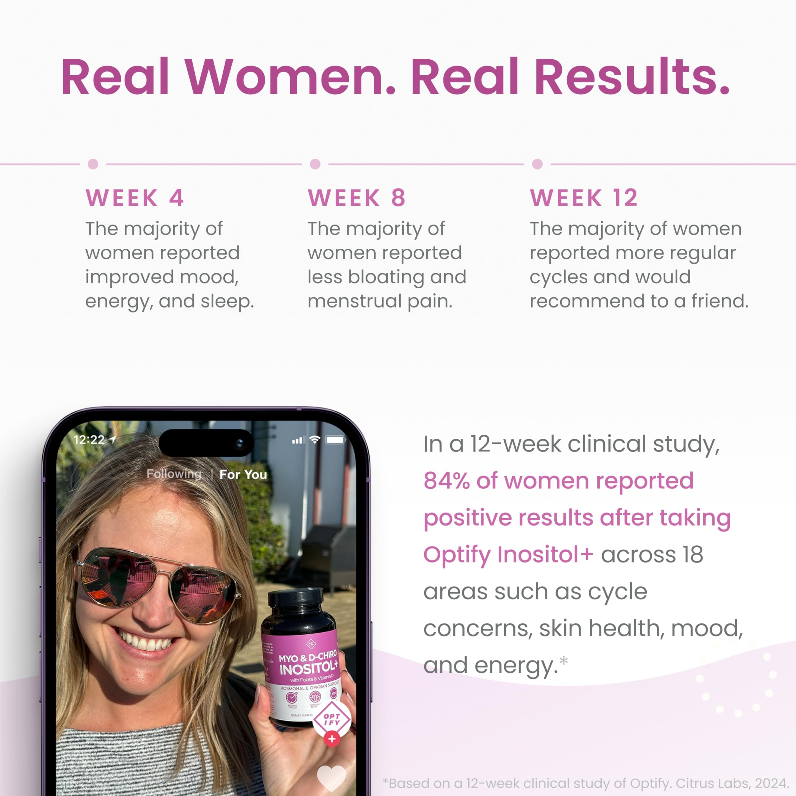 Optify Inositol label emphasizes clean label and vegan-friendly formulation.
