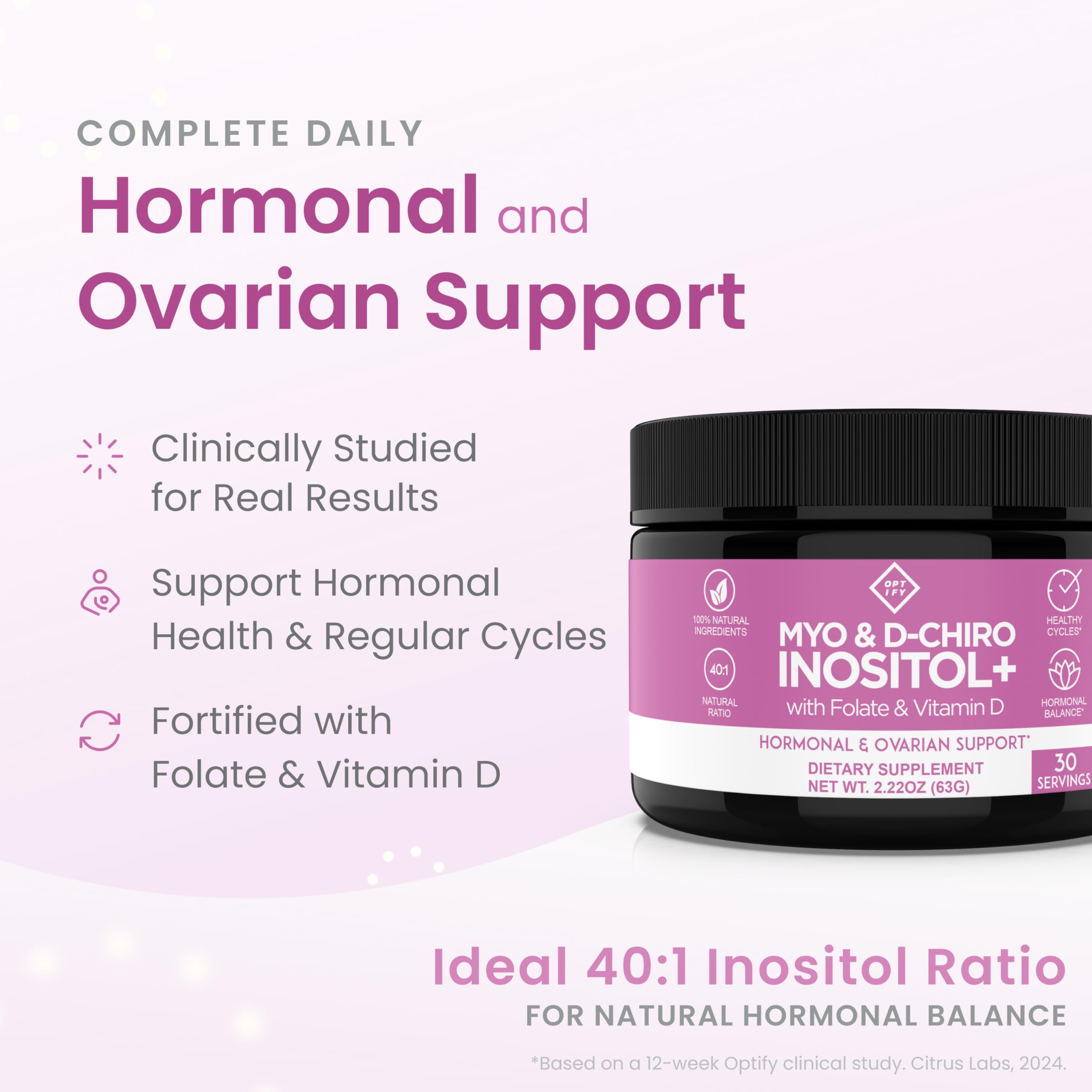 Optify Inositol powder dissolving in water demonstrates easy daily mixing.