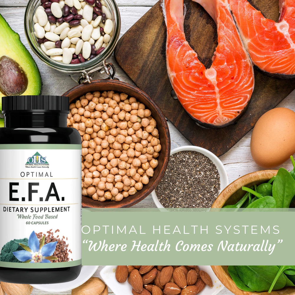 Optimal Health Systems EFA package shows 60 capsules for 30 servings