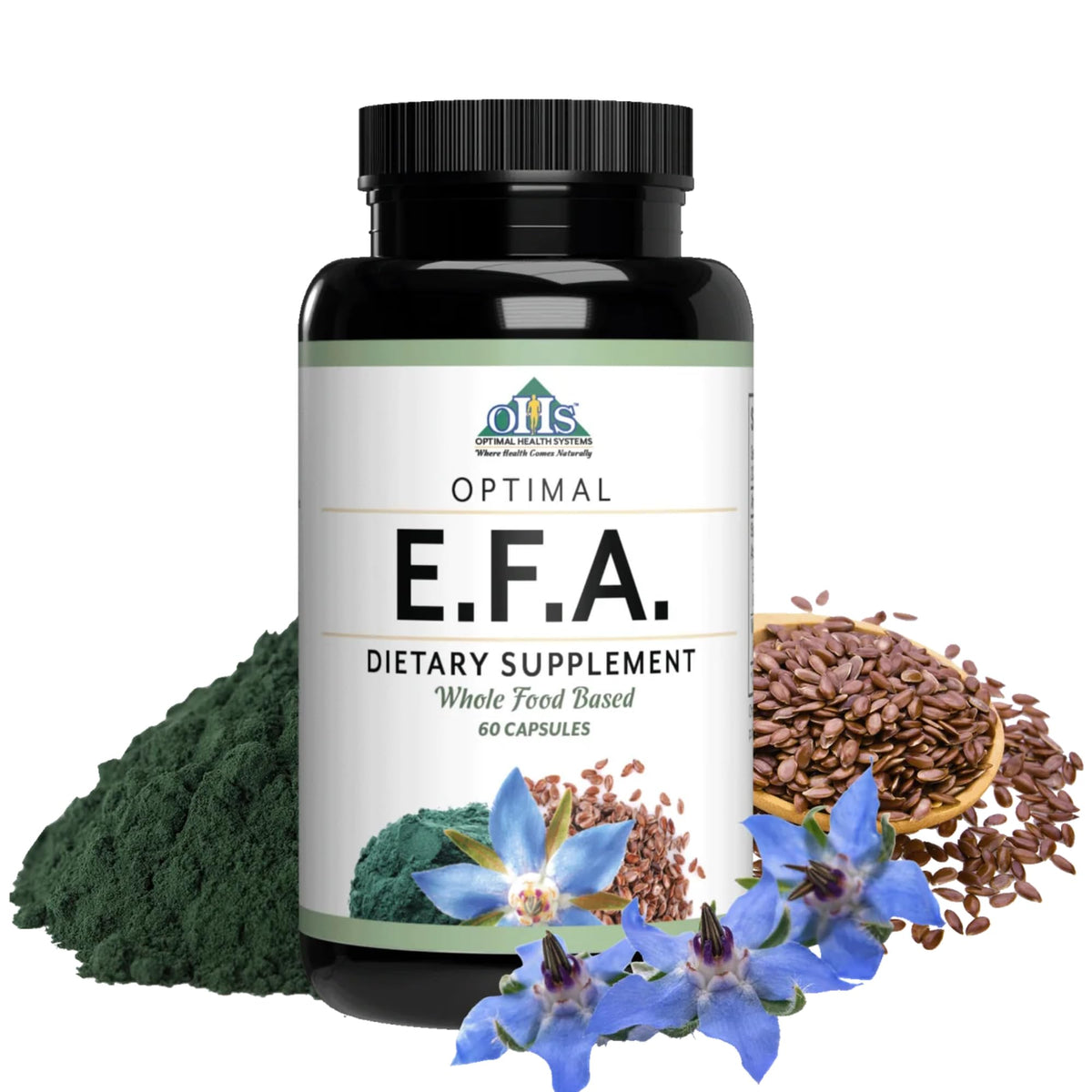Optimal Health Systems EFA bottle front view showing plant-based omega-3 blend