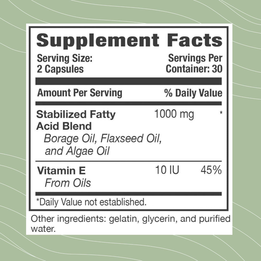 Optimal Health Systems EFA capsules on spoon for easy daily intake