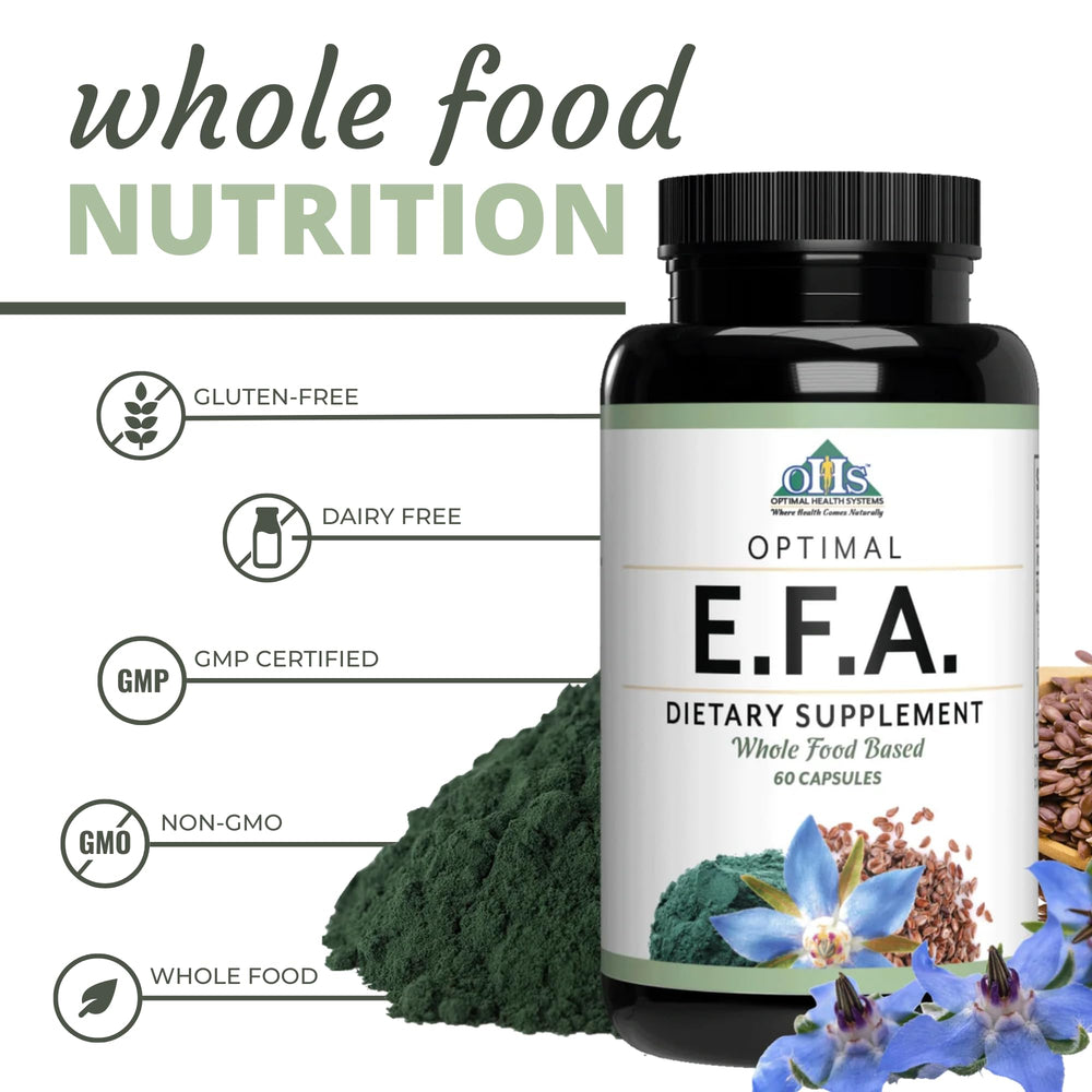 Optimal Health Systems EFA flaxseed oil bottle rich in ALA for heart health