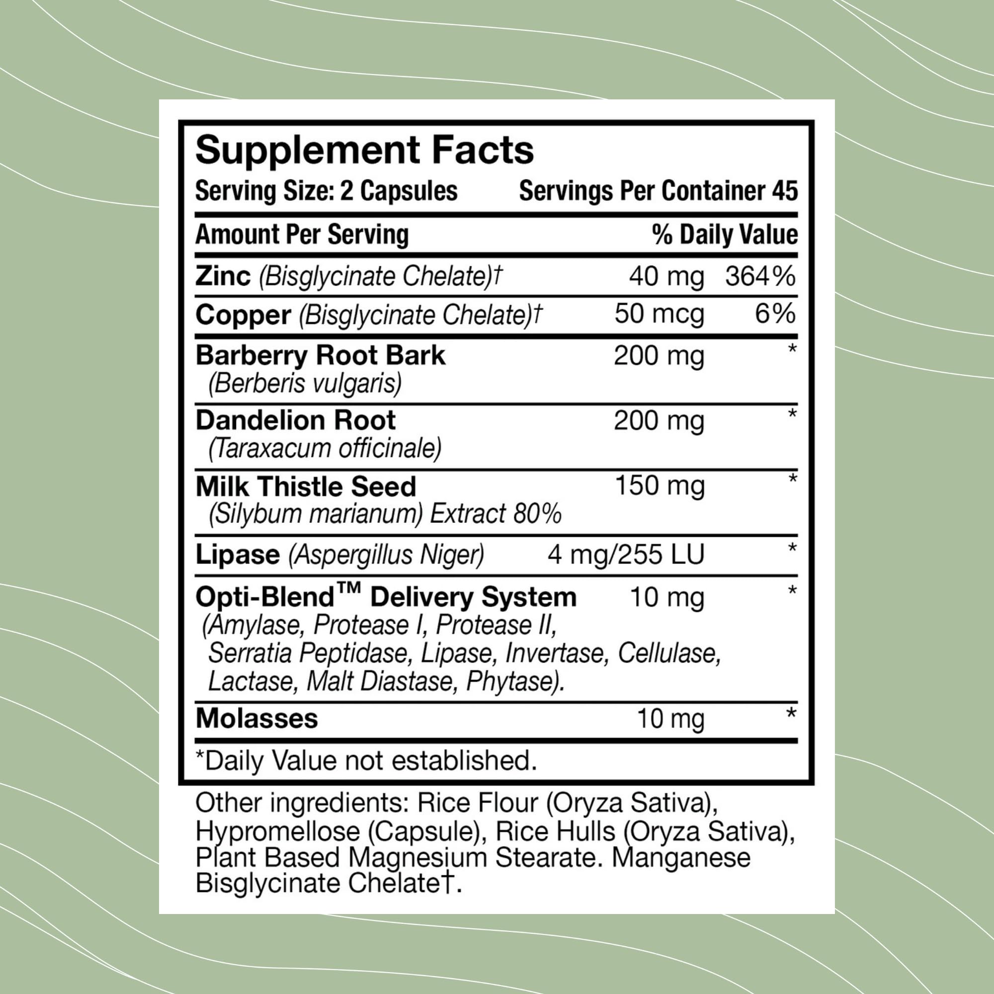 Optimal Health Systems milk-thistle dandelion barberry capsules with potential liver support