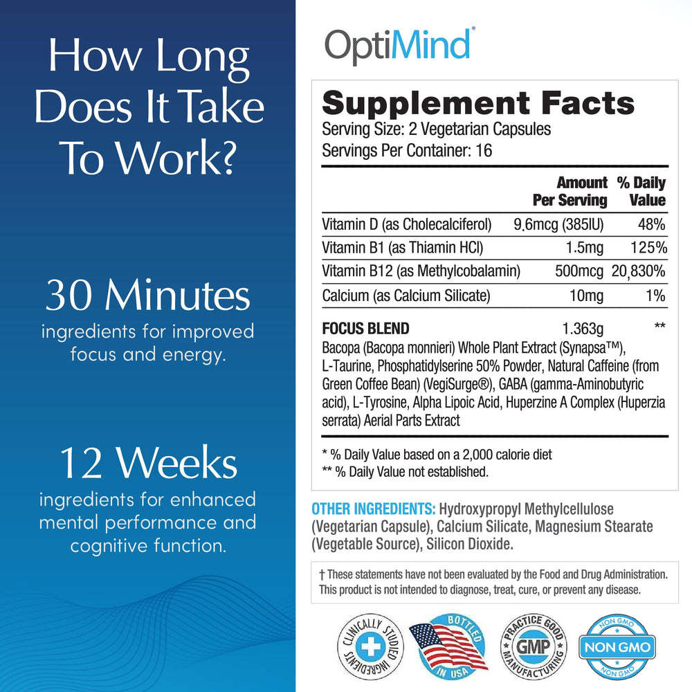 Optimind ingredients close-up highlights non-GMO formulation for clean energy.