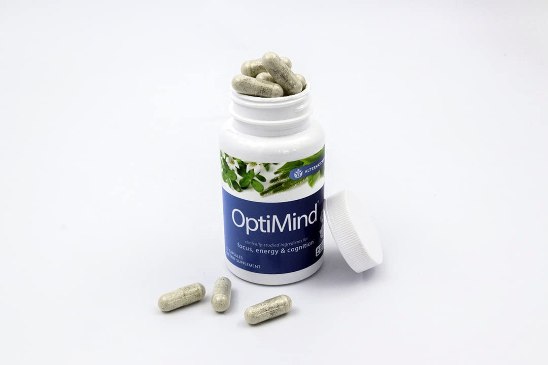 Optimind morning routine scene with capsules ready for study.