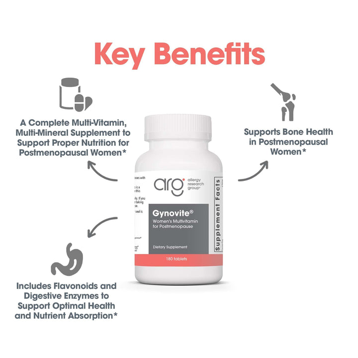 Optimox Gynovite label detail showing essential vitamins and minerals.