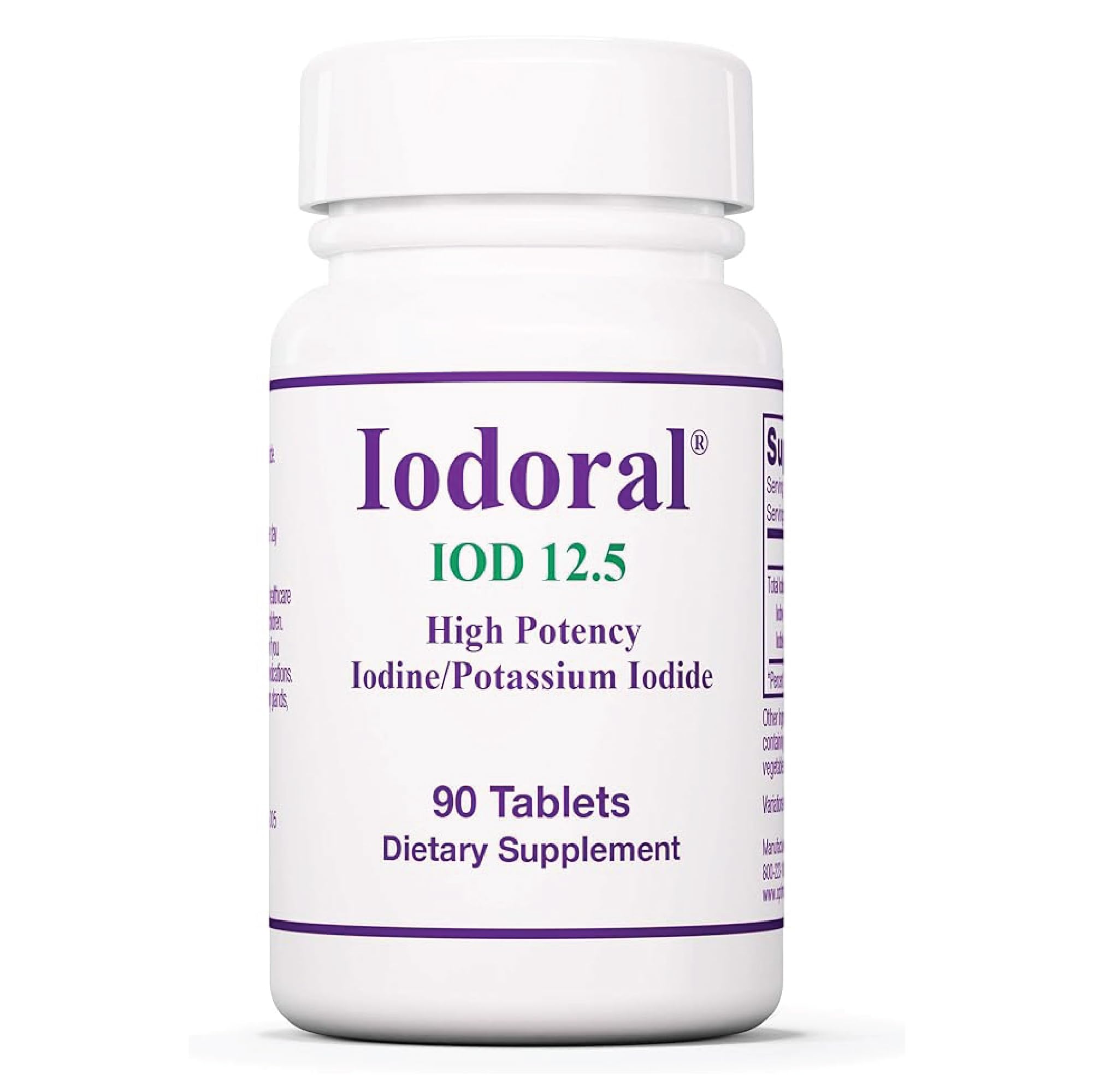 Optimox Iodoral 12.5 mg bottle front view for potential thyroid support.