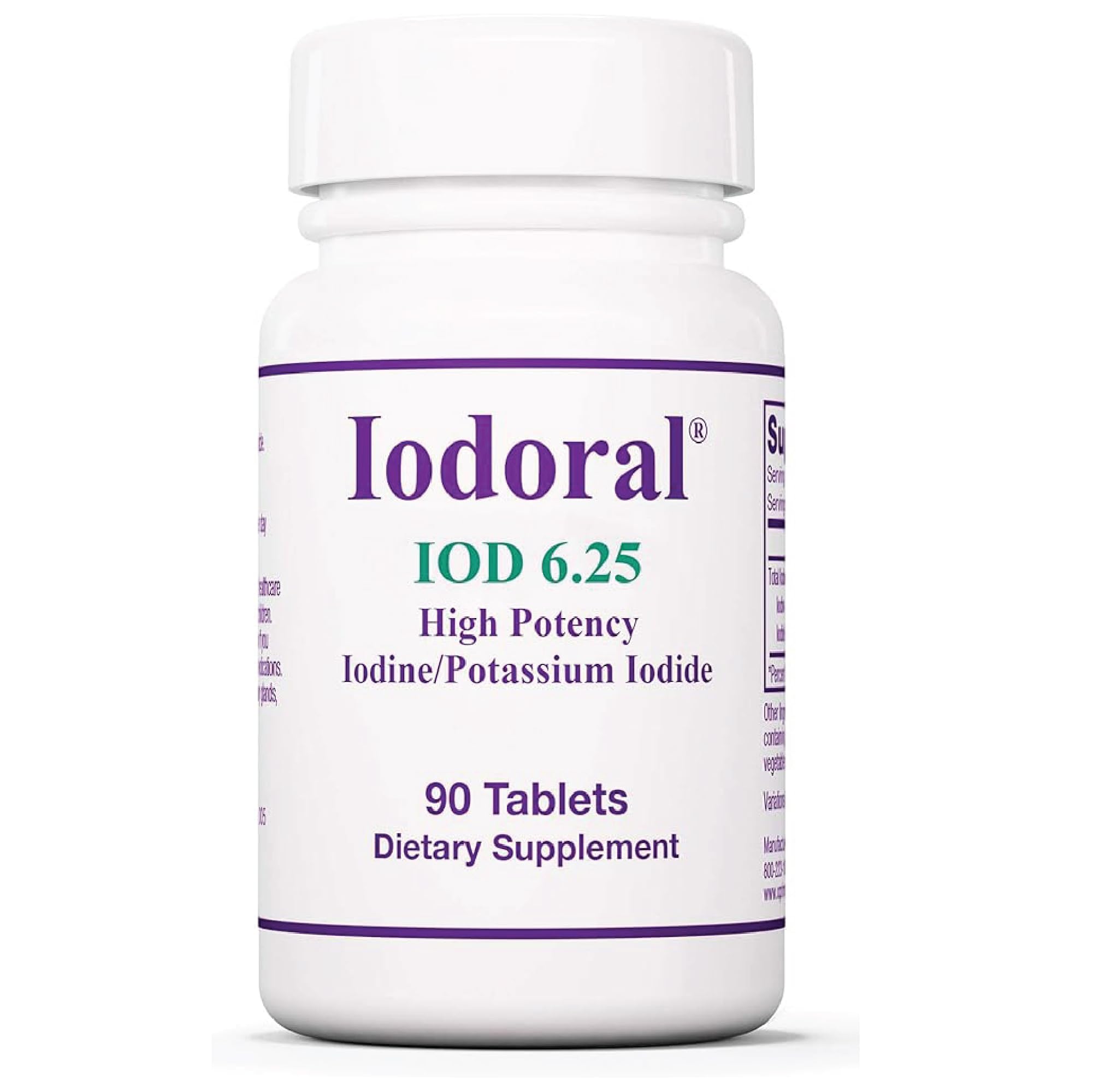 Optimox Iodoral 6.25 mg bottle front highlighting label for thyroid support