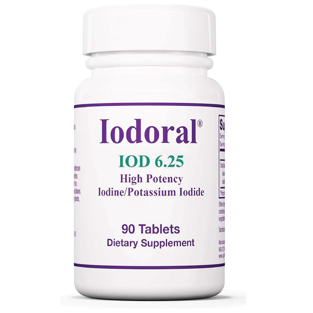 Optimox Iodoral 6.25 mg bottle front highlighting label for thyroid support