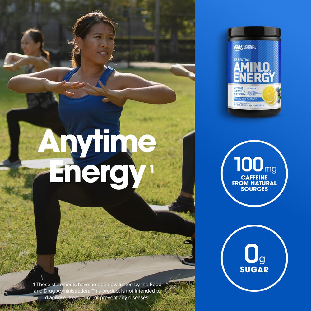 Optimum Nutrition Amino Energy shaker bottle shown for on‑the‑go workouts and fast mixing