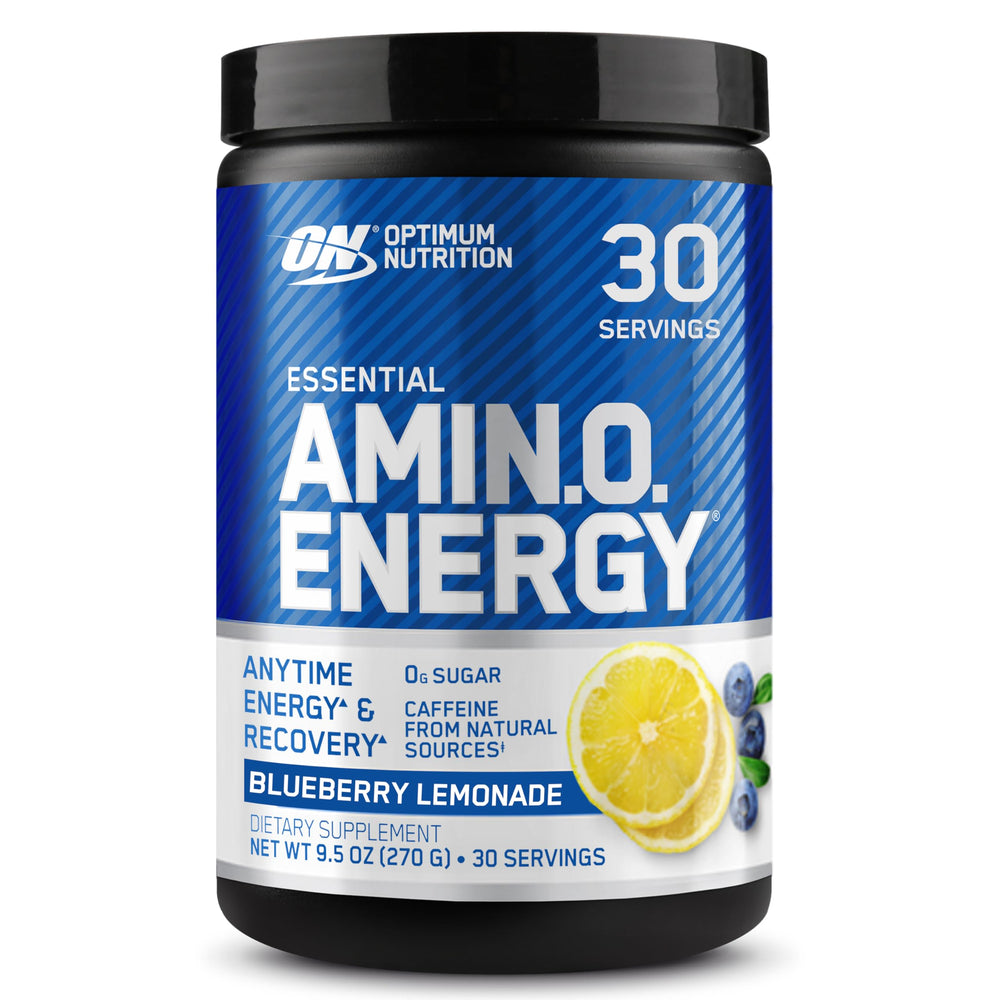 Optimum Nutrition Amino Energy Blueberry Lemonade tub ready for a flavorful energy boost