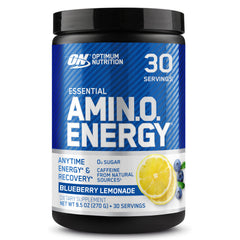 Optimum Nutrition Amino Energy Blueberry Lemonade tub ready for a flavorful energy boost
